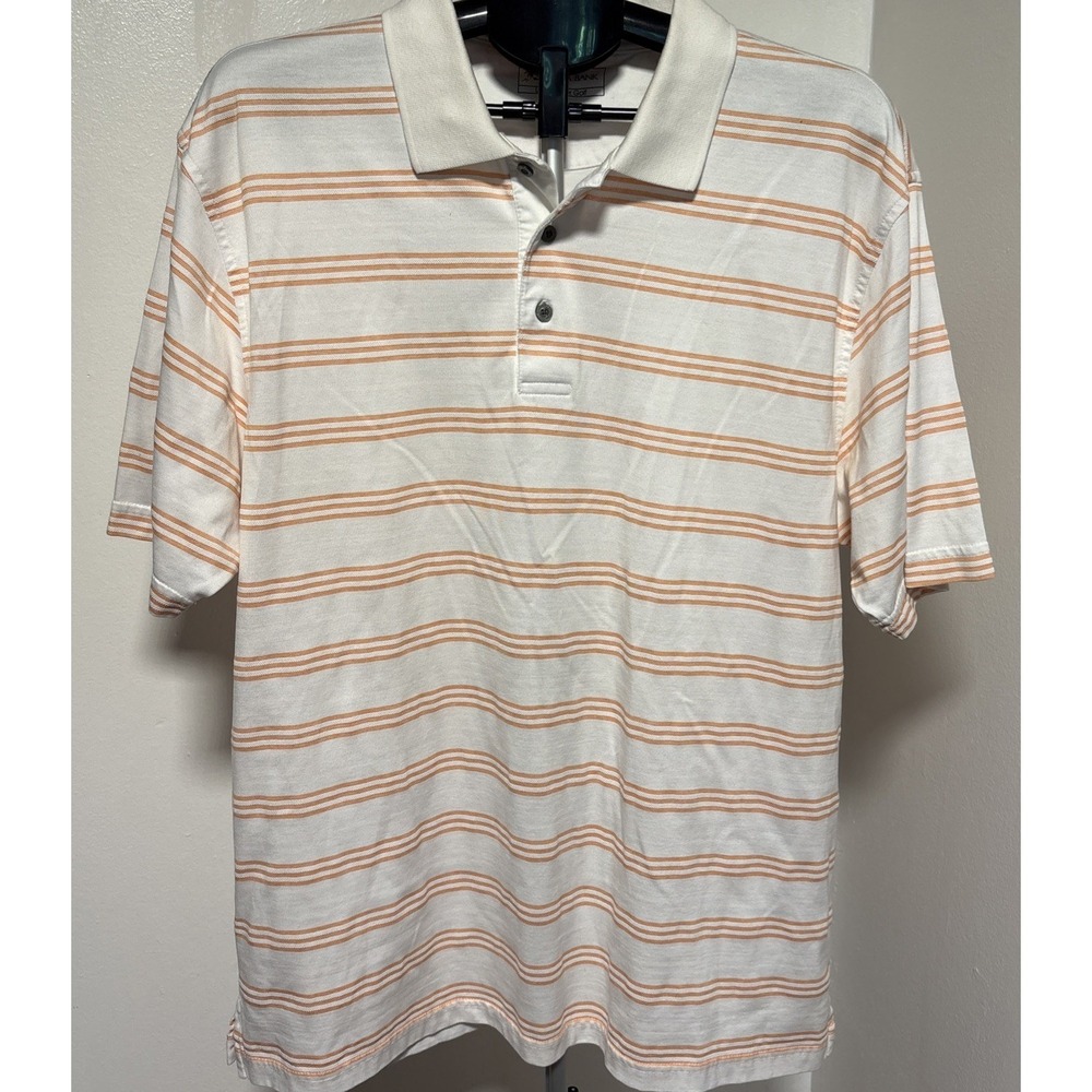 Jos. A. Bank Leadbetter Golf Men's XL Orange Striped‎ Polo Short Sleeve
